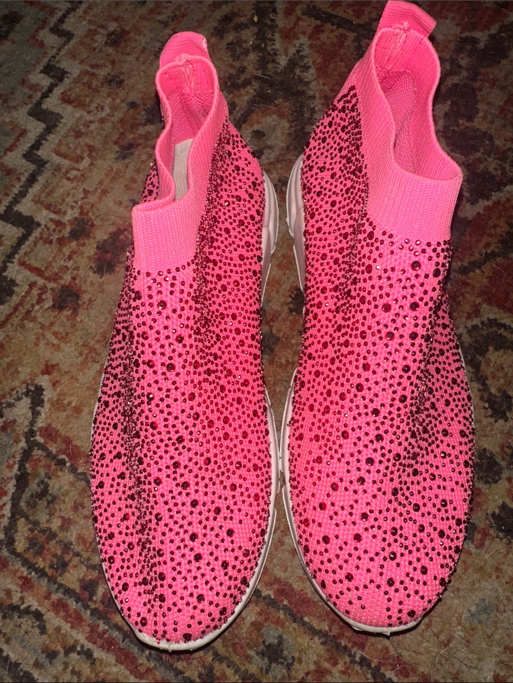 Pink Crystal Knit Slip-On Women's Sneakers